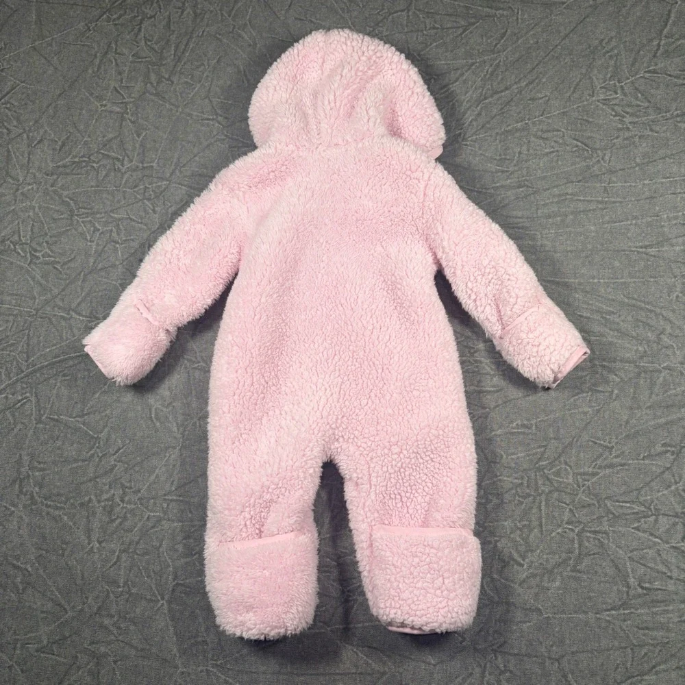 Nike Coverall Baby 3M Pink Sherpa Fleece Hooded Pram Suit Full Zip Embroidered